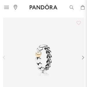 Pandora Silver Heart Ring with One Gold Heart